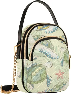 Sea Fish Turtles Crossbody Bags for Women Fanny Pack Travel Hiking Chest Bag Wallet Phone Mini Purse
