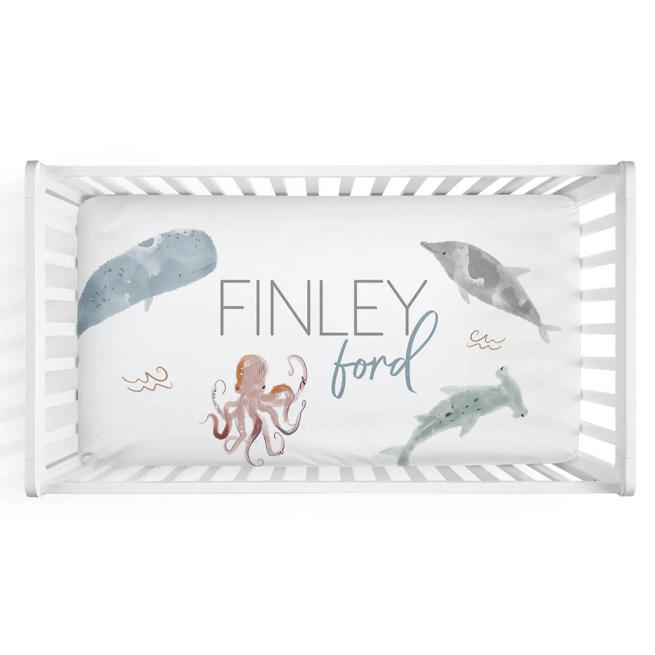 Sea Life Personalized Crib Sheet
