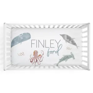 Sea Life Personalized Crib Sheet