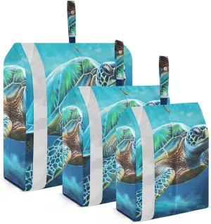 Sea Turtle Packing Cubes Set of 3, Lightweight Travel Luggage Organizers Foldable Bags for Easy Packing and Organization