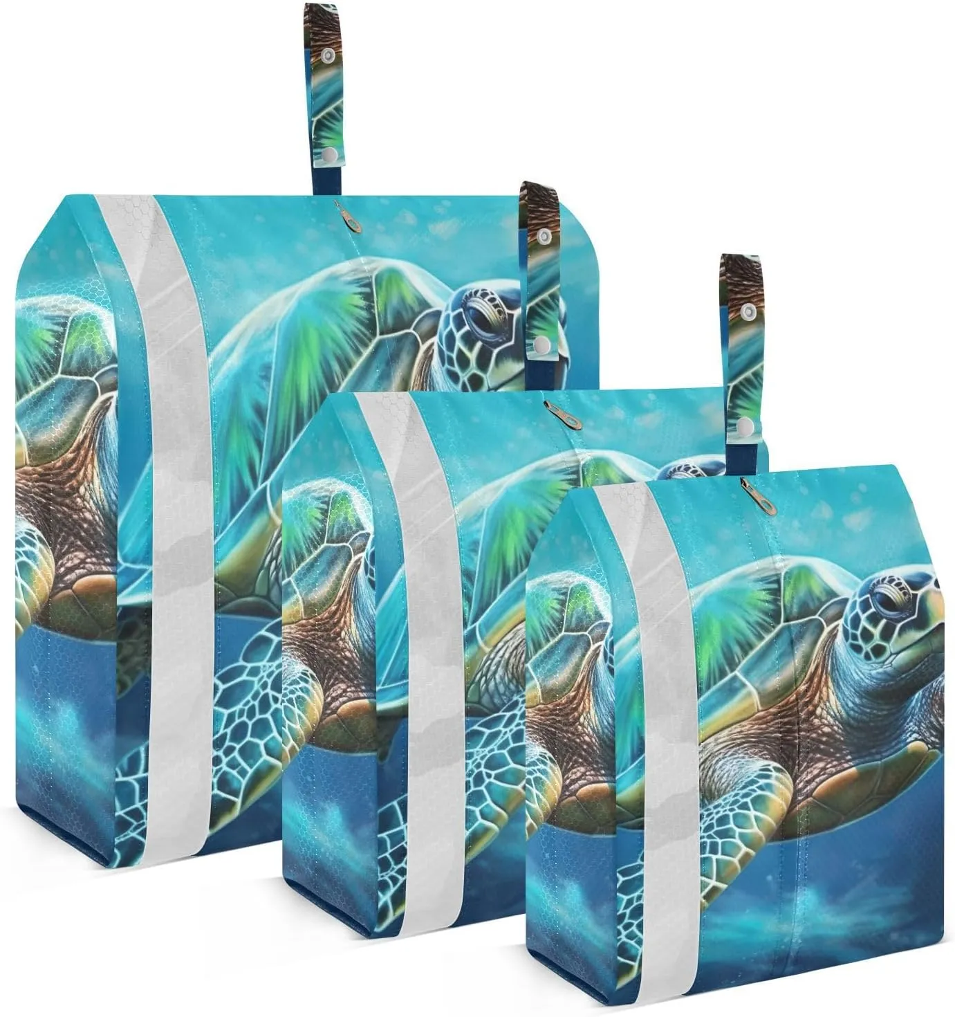 Sea Turtle Packing Cubes Set of 3, Lightweight Travel Luggage Organizers Foldable Bags for Easy Packing and Organization