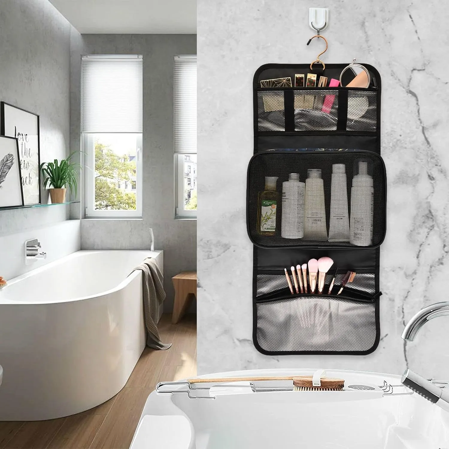 senya Sun Moon Boho Cosmos Astrology Toiletry Bag Hanging Travel Makeup Bag 3 PCS, Portable Makeup Organizer Cosmetic Bag Clear