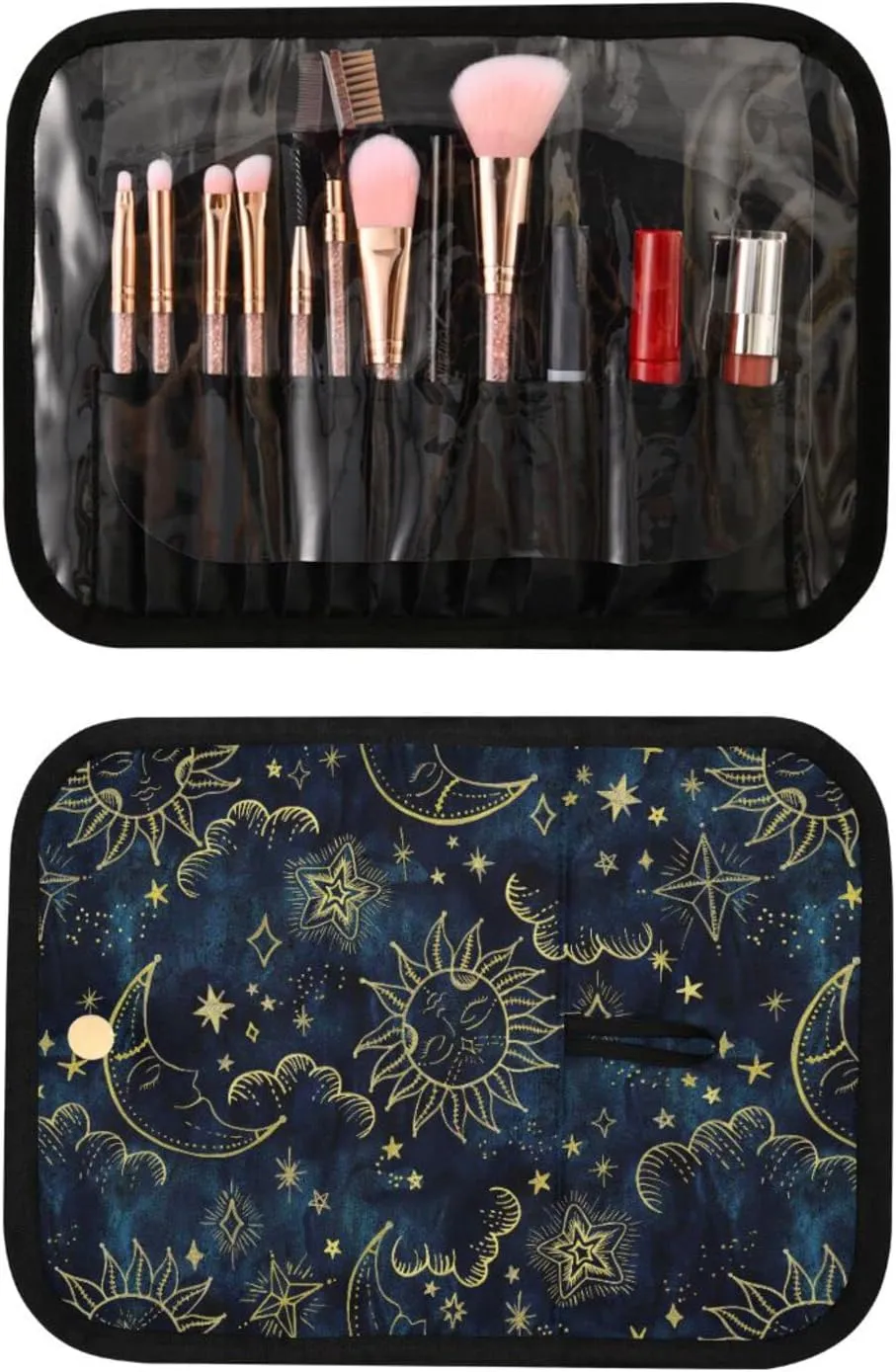 senya Sun Moon Boho Cosmos Astrology Toiletry Bag Hanging Travel Makeup Bag 3 PCS, Portable Makeup Organizer Cosmetic Bag Clear