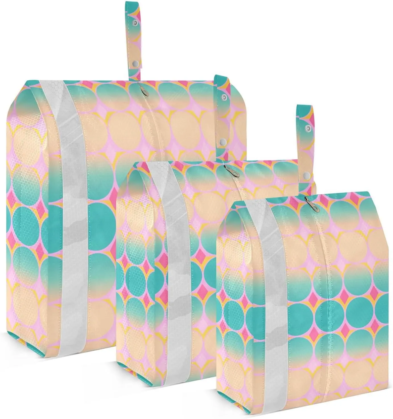 Shimmering Geometric Packing Cubes Set of 3, Lightweight Travel Luggage Organizers Foldable Bags for Easy Packing and Organization