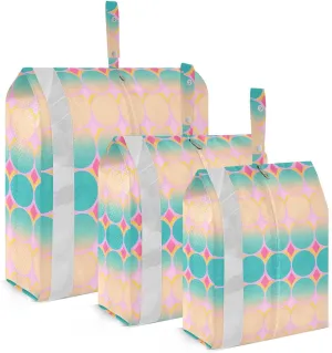 Shimmering Geometric Packing Cubes Set of 3, Lightweight Travel Luggage Organizers Foldable Bags for Easy Packing and Organization