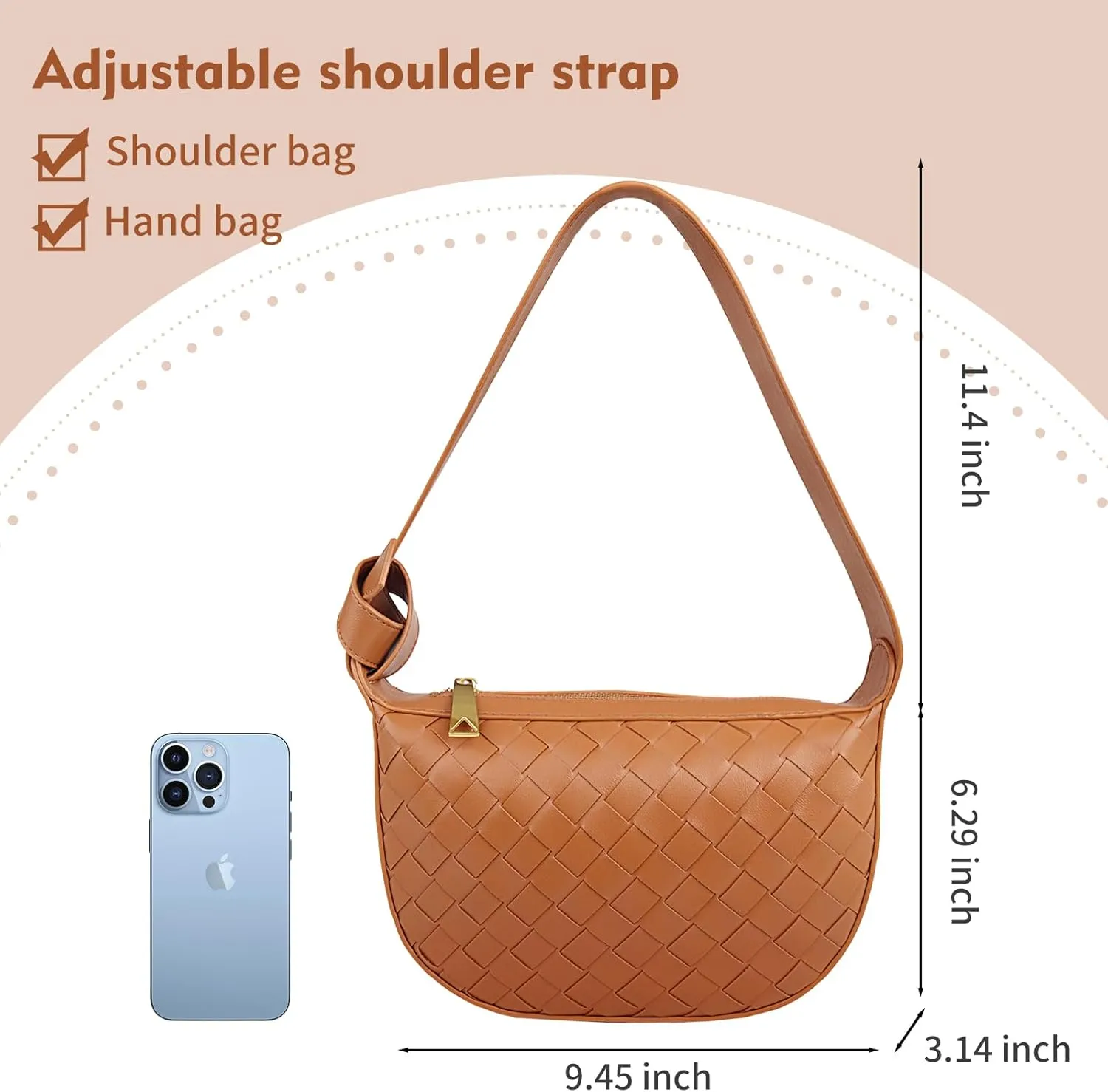 Shoulder Bag for Women Fashion Retro Woven Leather Handbag Classic Small Shoulder Purse