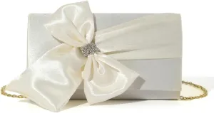 Silk Bow Clutch Purses for Women Rhinestone Evening Handbag Chic Trendy Evening Clutch Bag for Party Prom Wedding 2025