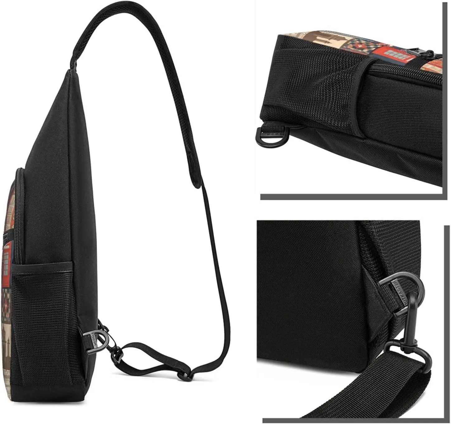 Sling bag for Women Men Trendy Sling Bakpack Casual Chest Bag England Symbols Fanny Pack for Travel Hiking