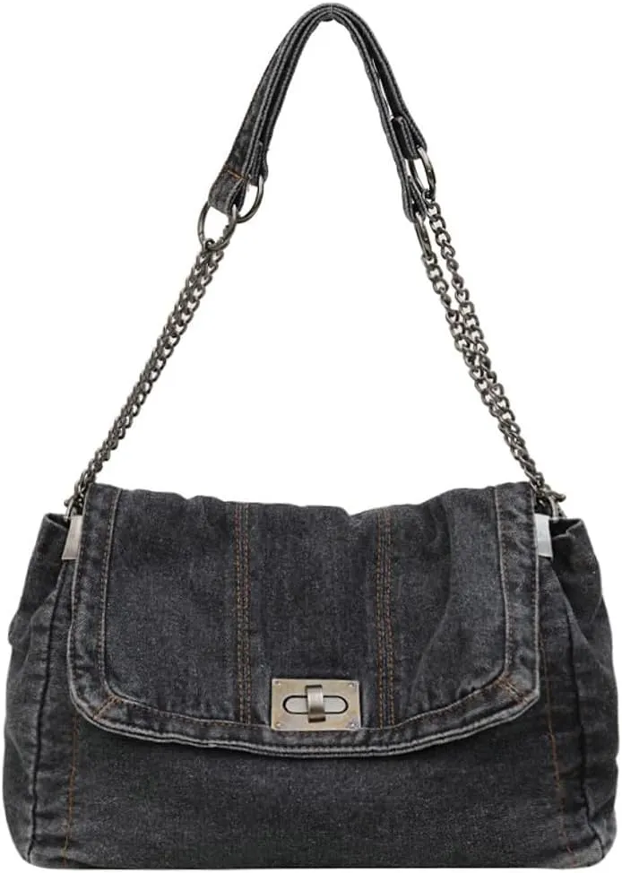 Slouchy Denim Hobo Bags Women Underarm Shoulder Bags Trendy Travel Crossbody Purse Cute Top-handle Tote Handbag 2025