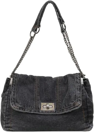 Slouchy Denim Hobo Bags Women Underarm Shoulder Bags Trendy Travel Crossbody Purse Cute Top-handle Tote Handbag 2025