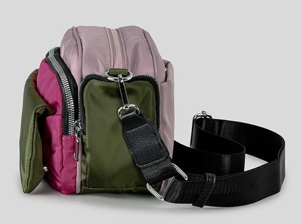 Slouchy Nylon Multiple Pockets Crossbody Purse Women Crescent Hobo Bags Trendy Shoulder Camera Bag Top-handle Tote Handbag
