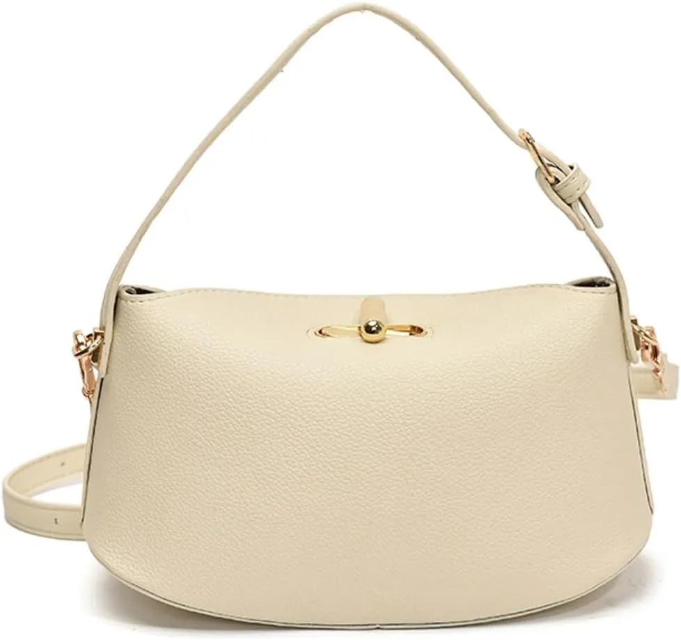 Slouchy PU Leather Crescent Hobo Bags Women Trendy Bucket Crossbody Purse Satchels Shoulder Bag Top-handle Tote Handbag