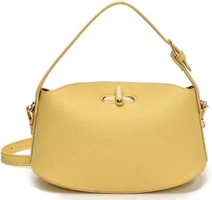 Slouchy PU Leather Crescent Hobo Bags Women Trendy Bucket Crossbody Purse Satchels Shoulder Bag Top-handle Tote Handbag