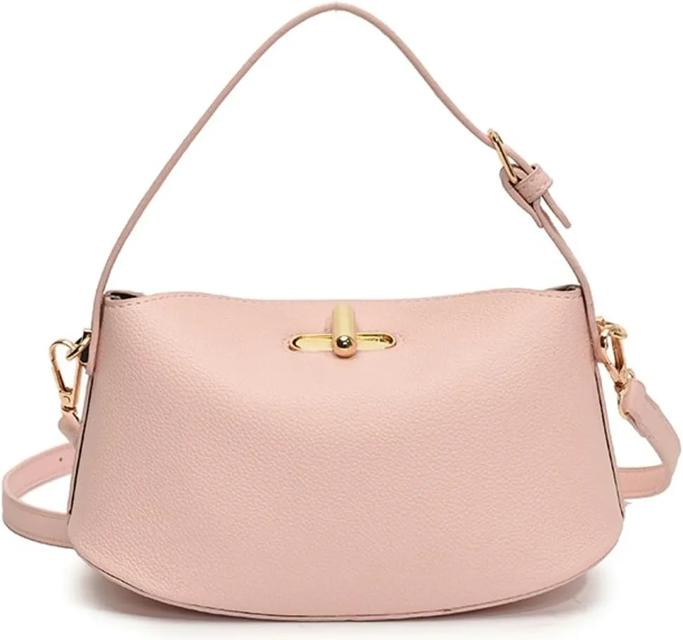 Slouchy PU Leather Crescent Hobo Bags Women Trendy Bucket Crossbody Purse Satchels Shoulder Bag Top-handle Tote Handbag
