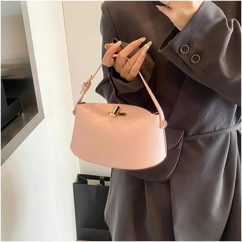 Slouchy PU Leather Crescent Hobo Bags Women Trendy Bucket Crossbody Purse Satchels Shoulder Bag Top-handle Tote Handbag