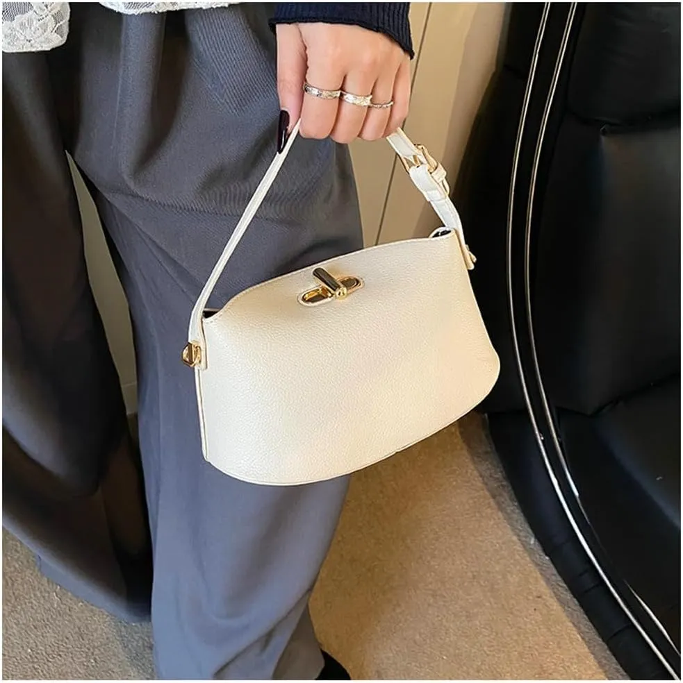 Slouchy PU Leather Crescent Hobo Bags Women Trendy Bucket Crossbody Purse Satchels Shoulder Bag Top-handle Tote Handbag