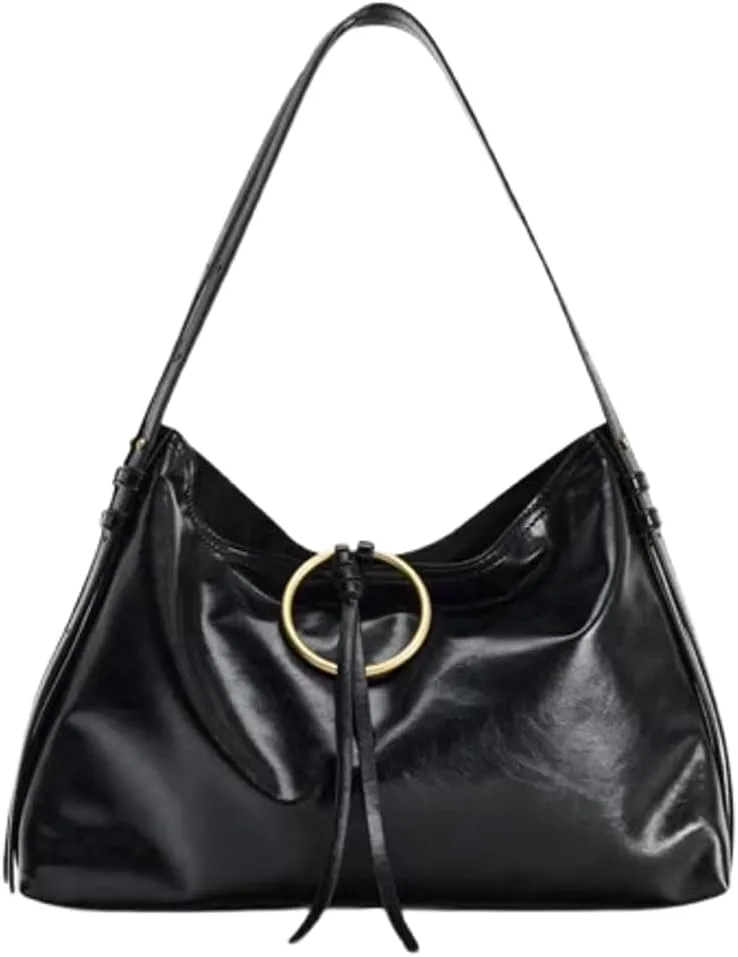 Slouchy PU Leather Crescent Hobo Bags Women Trendy Crossbody Purse Satchels Shoulder Bag Top-handle Travel Tote Handbag