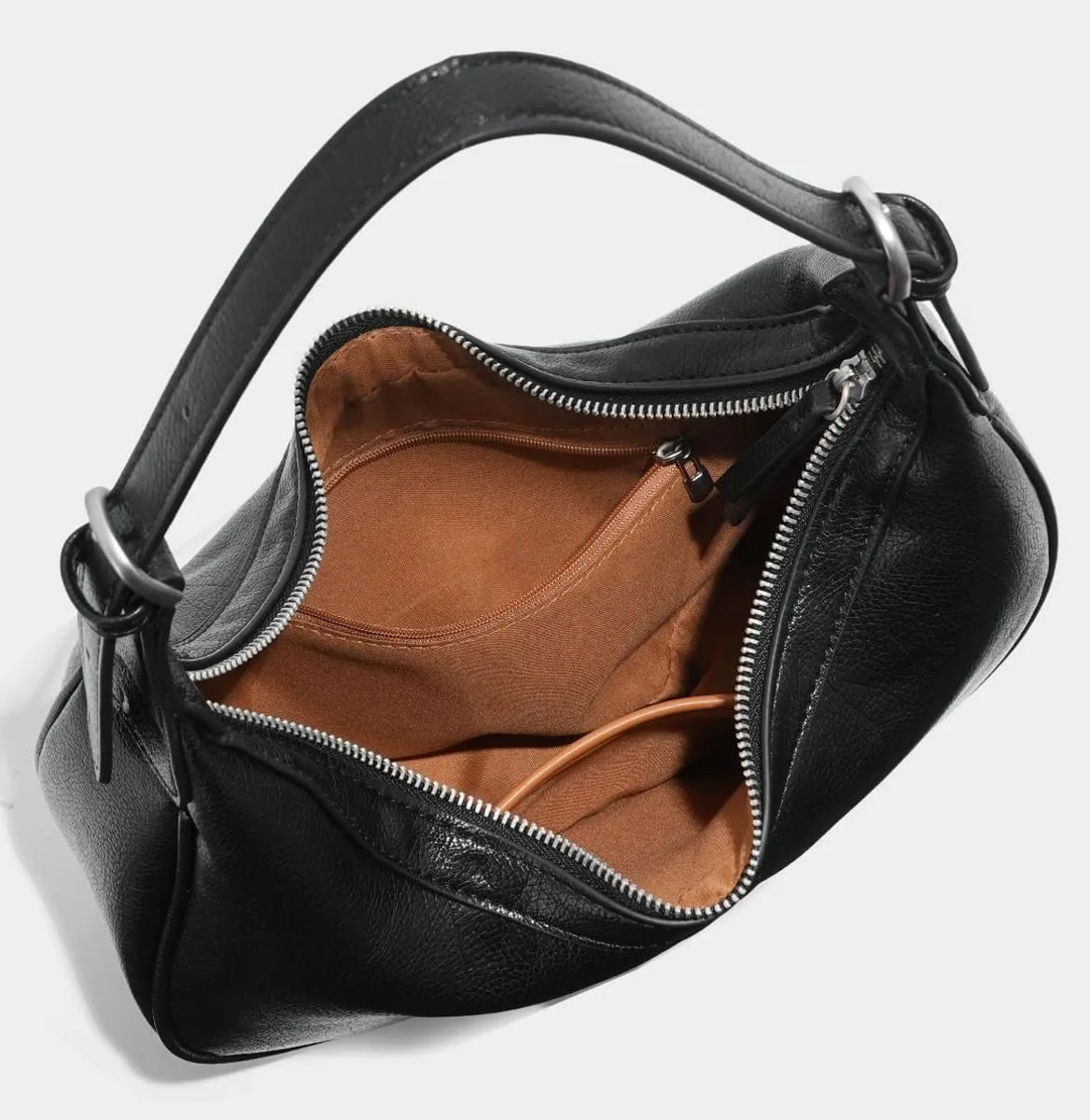 Slouchy PU Leather Crescent Hobo Bags Women Trendy Underarm Crossbody Purse Satchels Shoulder Bag Top-handle Tote Handbag
