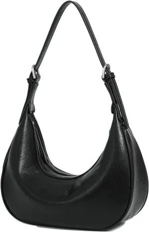 Slouchy PU Leather Crescent Hobo Bags Women Trendy Underarm Crossbody Purse Satchels Shoulder Bag Top-handle Tote Handbag