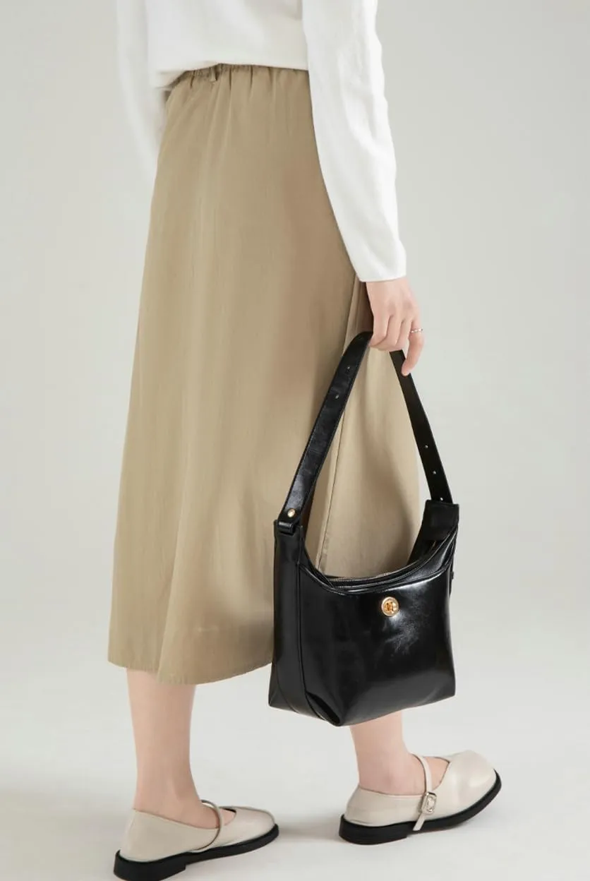 Slouchy PU Leather Crescent Hobo Bags Women Trendy Underarm Crossbody Purse Shoulder Bag Satchels Top-handle Tote Handbag