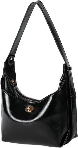 Slouchy PU Leather Crescent Hobo Bags Women Trendy Underarm Crossbody Purse Shoulder Bag Satchels Top-handle Tote Handbag