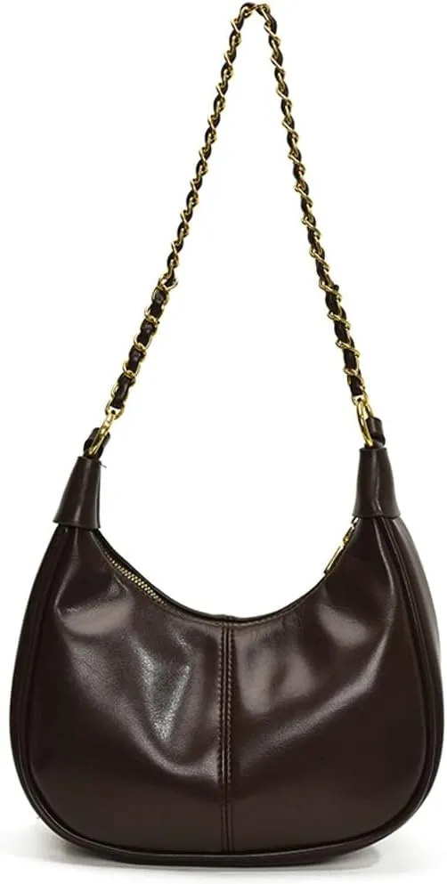 Slouchy PU Leather Hobo Bags Women Trendy Shoulder Bag Crescent Crossbody Phone Purse Cute Satchels Tote Handbag 2024