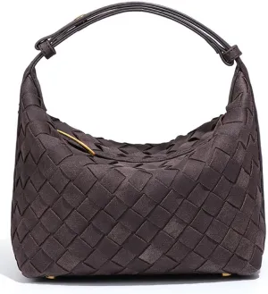 Slouchy Suede Hobo Bags Women Trendy Woven Suede Box Purse Crossbody Crescent Shoulder Satchel Bag Top Handle Tote Handbag