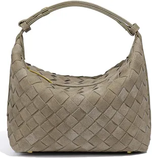 Slouchy Suede Hobo Bags Women Trendy Woven Suede Box Purse Crossbody Crescent Shoulder Satchel Bag Top Handle Tote Handbag