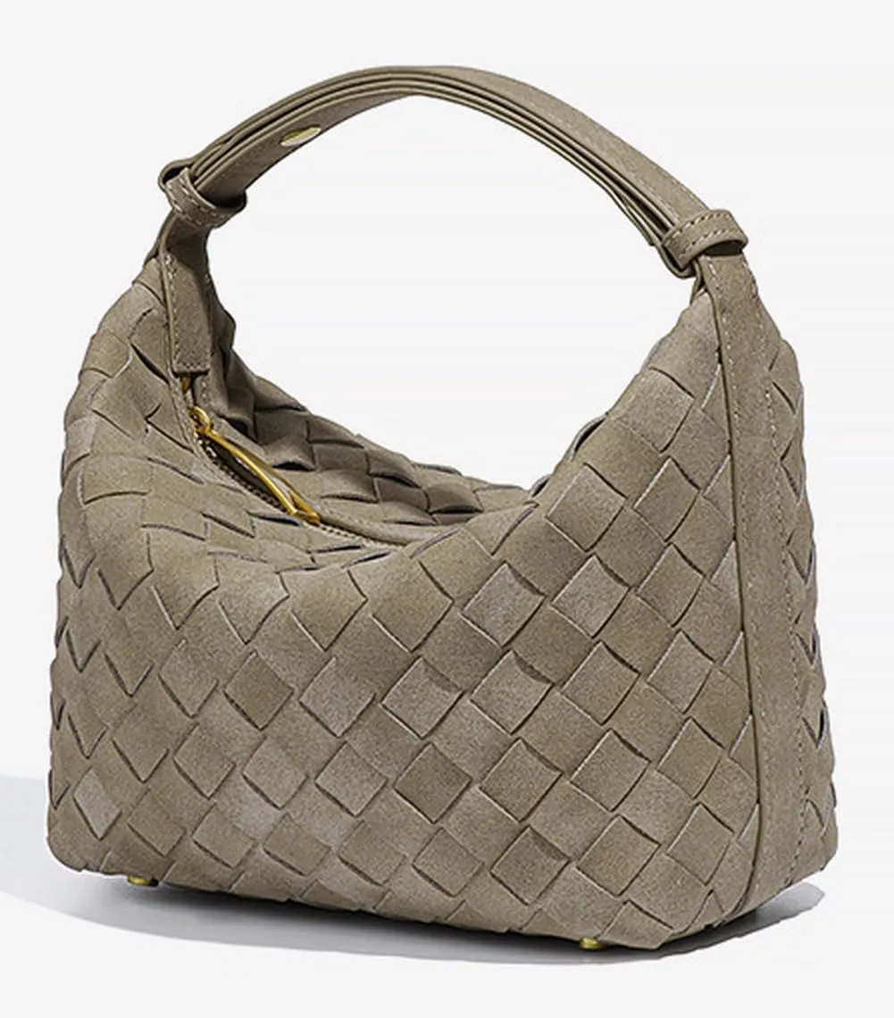 Slouchy Suede Hobo Bags Women Trendy Woven Suede Box Purse Crossbody Crescent Shoulder Satchel Bag Top Handle Tote Handbag