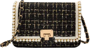 Small Crossbody Bags for Women Leather Shoulder Bag with Chain Strap Trendy Clutch Satchel Ladies pearl Evening Bags