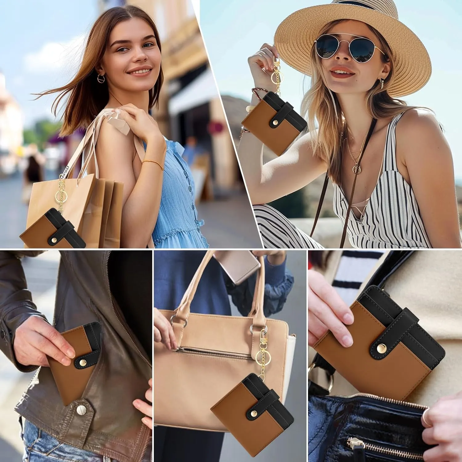 Small Ladies Wallet, Rfid Slim Thin Compact Credit Card Women Wallet, PU Leather Bifold Cash Wallet, Zipper Coin Pocket & ID Window, Female Gifts Black and Brown