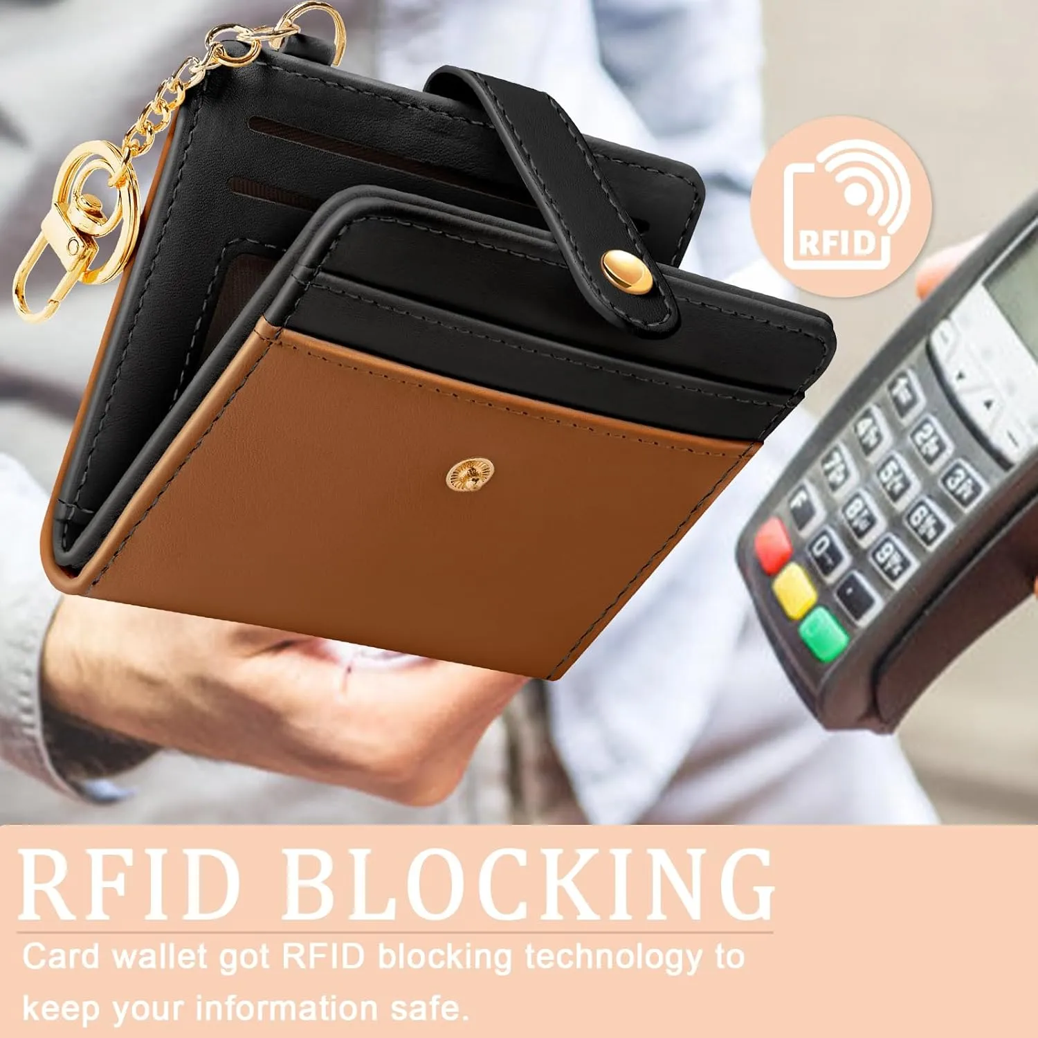 Small Ladies Wallet, Rfid Slim Thin Compact Credit Card Women Wallet, PU Leather Bifold Cash Wallet, Zipper Coin Pocket & ID Window, Female Gifts Black and Brown