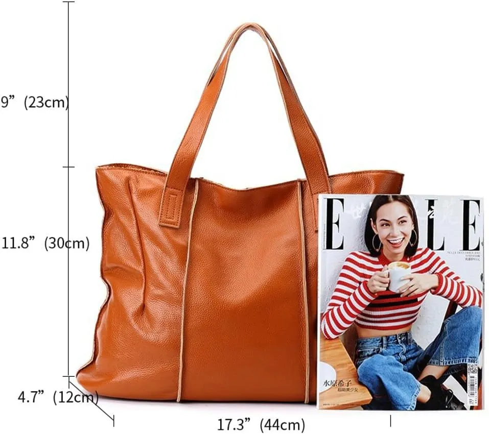 Soft Genuine Leather Tote Bags for Women Large Capacity Handbags Ladies Top Handle Satchel Trendy Working Shoulder Bags