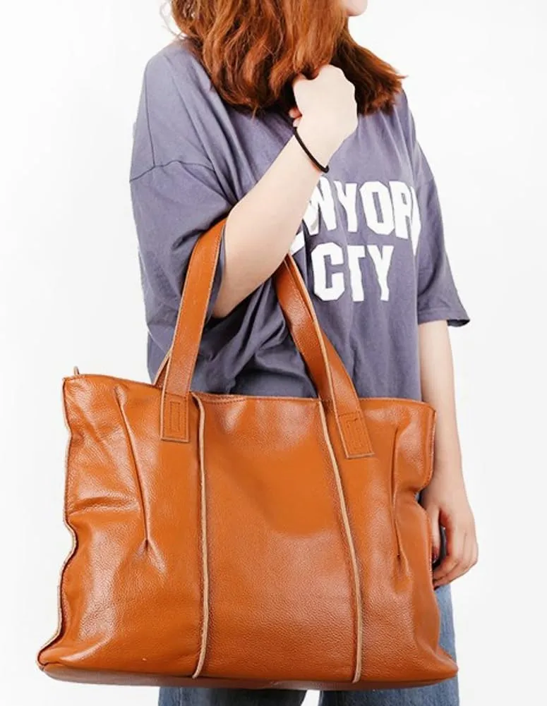 Soft Genuine Leather Tote Bags for Women Large Capacity Handbags Ladies Top Handle Satchel Trendy Working Shoulder Bags