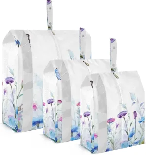 Spring Wildflowers Packing Cubes Set of 3, Lightweight Travel Luggage Organizers Foldable Bags for Easy Packing and Organization