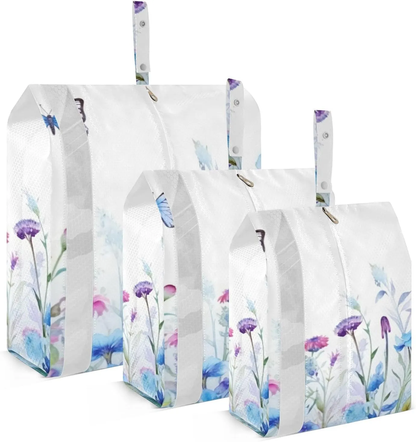 Spring Wildflowers Packing Cubes Set of 3, Lightweight Travel Luggage Organizers Foldable Bags for Easy Packing and Organization