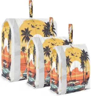 SPRIPORT Palm Tree Summer 3 Set Compression Packing Cubes for Travel Lightweight Luggage Organizer Bags for Carry on Suitcase Travel Accessories for Woman Man Clothes Vacation