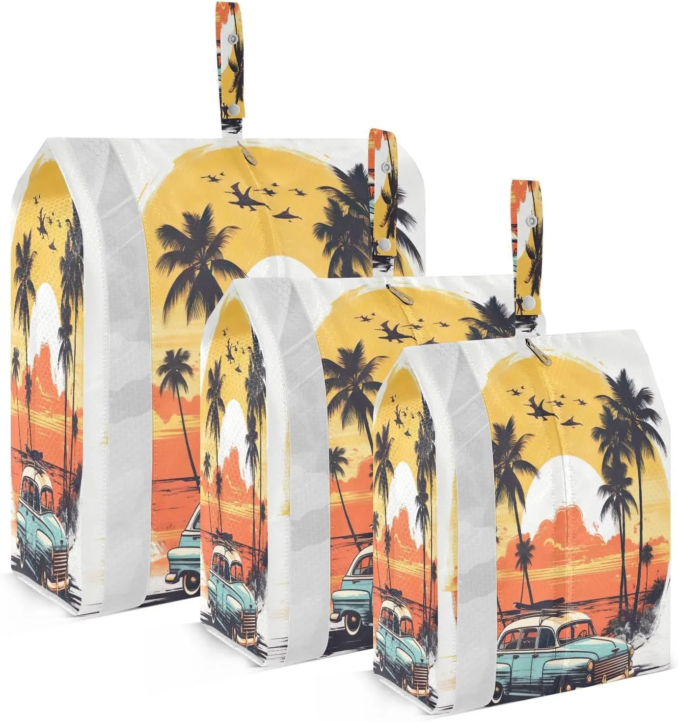 SPRIPORT Palm Tree Summer 3 Set Compression Packing Cubes for Travel Lightweight Luggage Organizer Bags for Carry on Suitcase Travel Accessories for Woman Man Clothes Vacation
