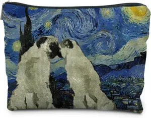 Starry Night Pug Makeup Bag, Pug Gifts for Pug Lovers, Pug Mom Gifts, Pug Stuff, Dog Makeup Bag,