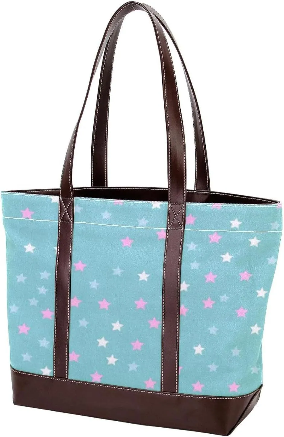 Stars and Moon-1240 Tote Bags Durable Leather Canvas Purses and Handbags for Women Top Handle Shoulder Satchel Hobo Bags