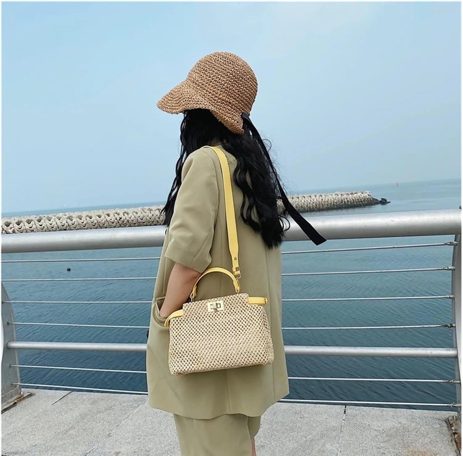 Straw Purses for Women 2024 Beach Bag for Women Small Tote Bag Straw Shoulder Bag Chic Handbag Satchel Crossbody Bag Purses