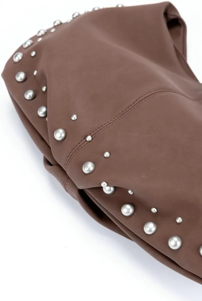 Suede Hobo Bag Rivet Suede Tote Bag Retro Suede Bag Slouchy Suede Shoulder Bag for Women Ladies Suede Purses Evening Handbag
