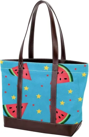 Summer Fruit-1114 Tote Bags Durable Leather Canvas Purses and Handbags for Women Top Handle Shoulder Satchel Hobo Bags