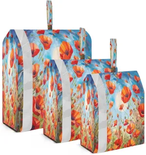 Sun Poppy Flowers Compression Packing Cubes Large Travel Packing Cubes Luggage Organizers for Suitcases Travel Bag for Women Travel Accessories