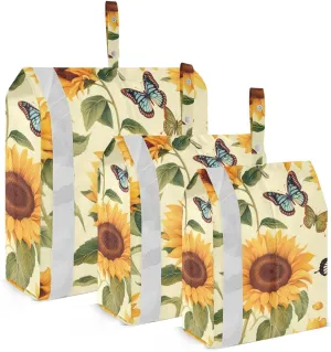 Sunflowers Butterfly Packing Cubes Set of 3, Lightweight Travel Luggage Organizers Foldable Bags for Easy Packing and Organization