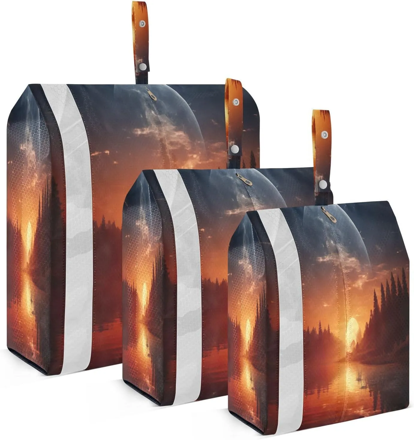 Sunset Lake Moon Compression Packing Cubes 3 Set Travel Packing Cubes for Suitcases Organizer Bags Set for Women Travel Accessories
