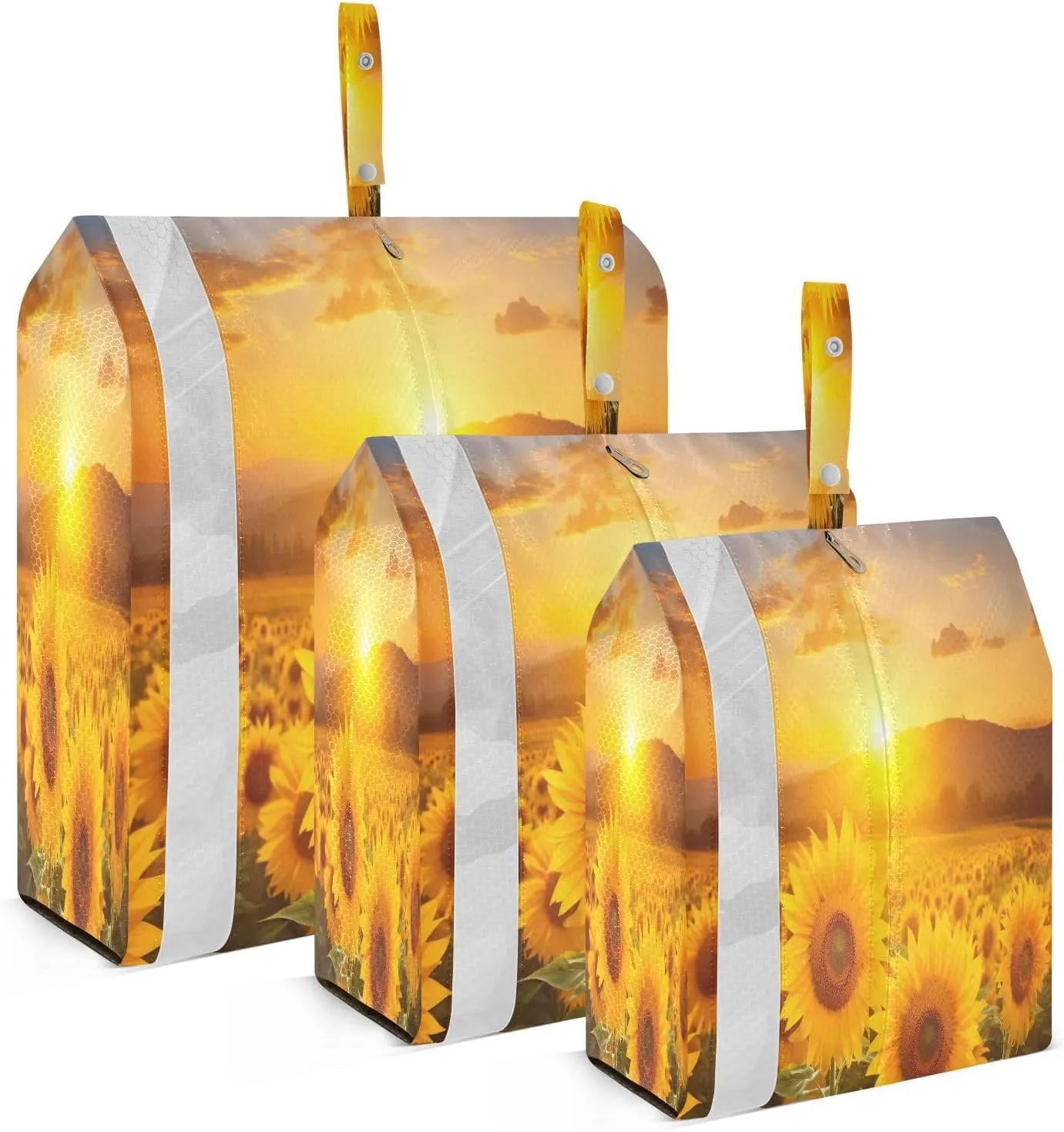 Sunset Sunflower Field Compression Packing Cubes 3 Set Travel Packing Cubes for Suitcases Organizer Bags Set for Travel Accessories and Essentials