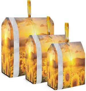 Sunset Sunflower Field Compression Packing Cubes 3 Set Travel Packing Cubes for Suitcases Organizer Bags Set for Travel Accessories and Essentials