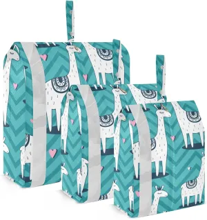 Teal Llama Packing Cubes Set of 3, Lightweight Travel Luggage Organizers Foldable Bags for Easy Packing and Organization