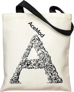 Thick Cute Tote Bags for Women, Book Tote Bag, Canvas Tote Bag for Gift, Work, Shopping, Classic Letter A,Inner Pocket